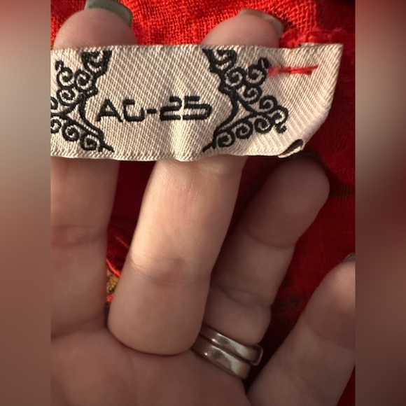 AG 25 Tropical Floral Red cotton Roll Tab Sleeve Button Down - Picture 10 of 10